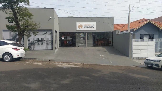 Fachada do Cartório de Registro Civil de Jacarezinho, na Avenida Manoel Ribas, 176, com a placa do Registro Civil das Pessoas Naturais de Jacarezinho/PR